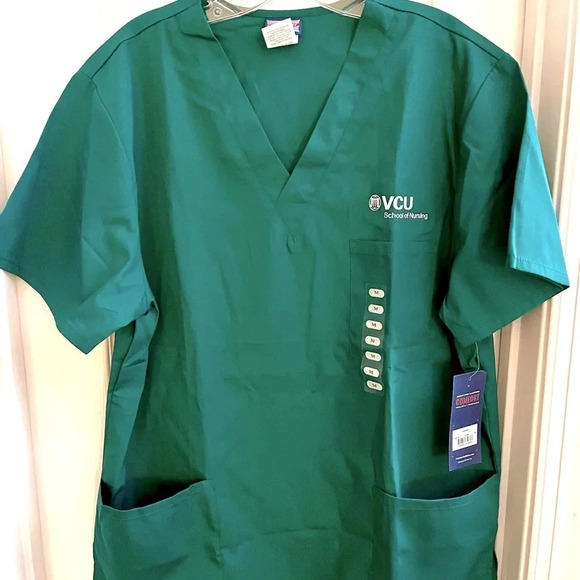 Cherokee Short Sleeve V Neck Scrub Top VCU‎ Pockets Relaxed Fit NWT Medium - Picture 1 of 11